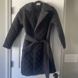 Black Pink Lily Quilted Puffer Coat